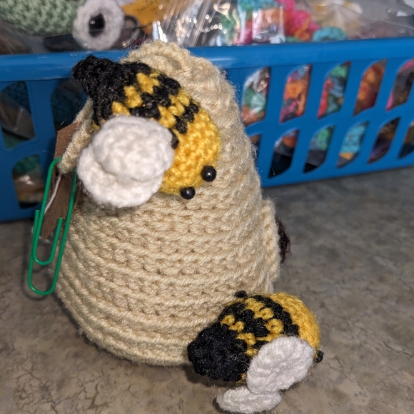 Crochet Honey Bee Hive Plush OOAK Handmade HANDCRAFTED - Picture 3 of 11